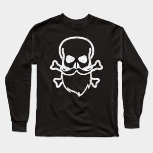 Skull and Beard - White Long Sleeve T-Shirt